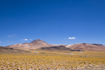 Altiplano - Chile Landscape of San Pedro de Atacama with mountains and desert terrain.