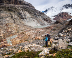 Leaving the old itinerary to reach the Laguna de los 14, new trail - Loin de l'ancien itinéraire en montant vers la Laguna de los 14 sur le nouveau sentier.
