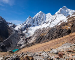 Nevado Rasad and Yerupaja above Lake Caramarca