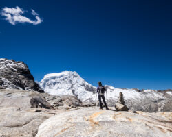 At the glacier under Nevado Yerupaja, view on the Ranrapalca