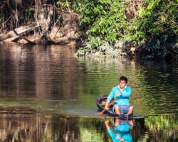 Morning in the reserve, after checking the fishing nets.