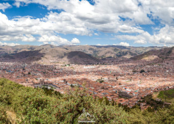 Panoramic view of Cusco from the ruins of Sacsayhuamán