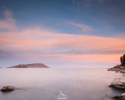 Sunset over Amantani Island and lake Titicaca from Capachica peninsula