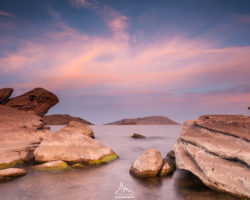 Sunset over Amantani Island and lake Titicaca from Capachica peninsula