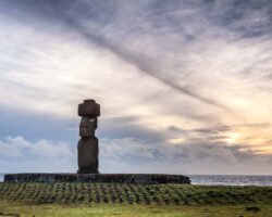 Tahai, a lonely Moai turning its back to the sunset.