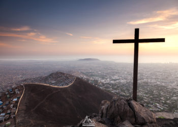 View of the large city Lima (Peru) from the first hills of the Andes