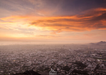 View of the large city Lima (Peru) from the first hills of the Andes