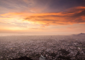 View of the large city Lima (Peru) from the first hills of the Andes